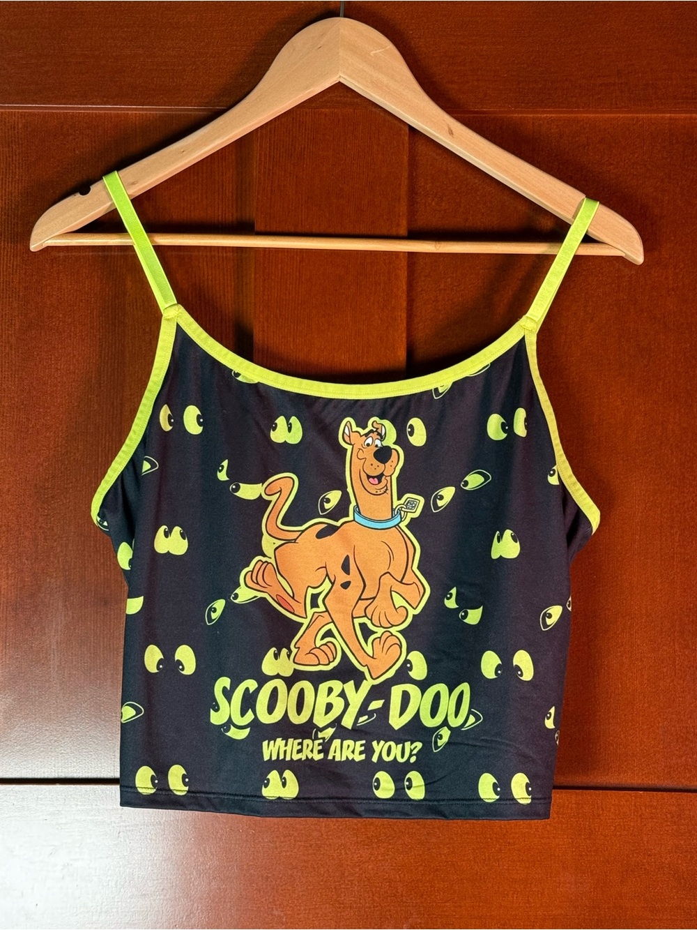Scooby-Doo 2XL Crop Cami Top Black Neon Green Graphic Y2K SHEIN